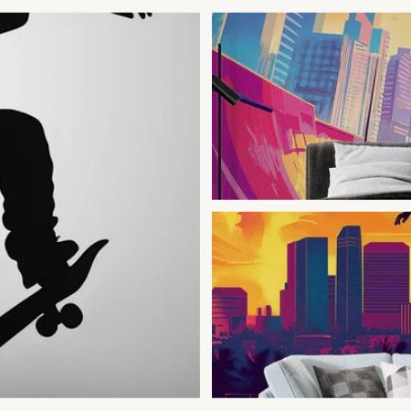 An original gift skateboard wallpaper for a teen bedroom