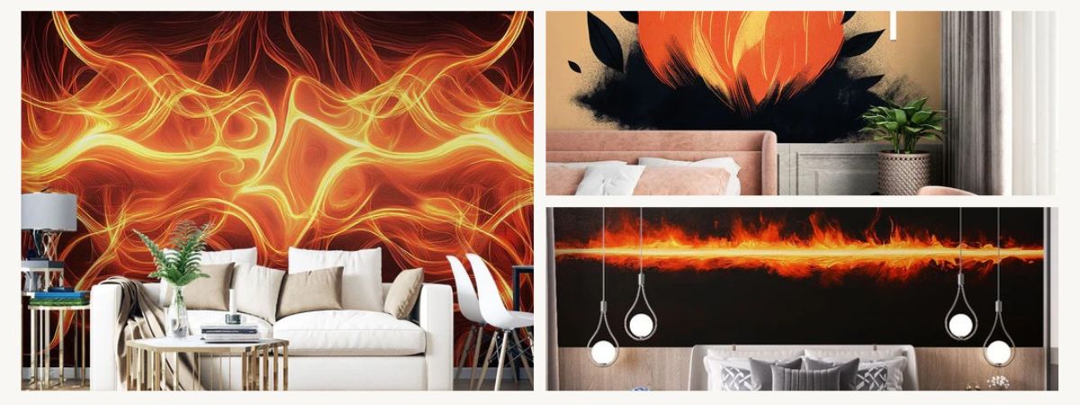 flame wallpaper warm touch deco