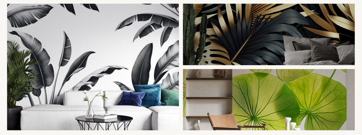 inspirations leaf patterned wallpaper