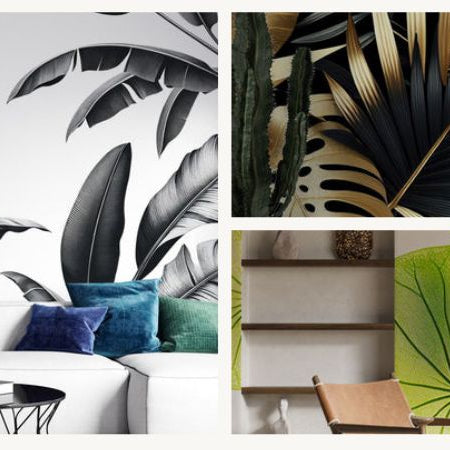 inspirations leaf patterned wallpaper