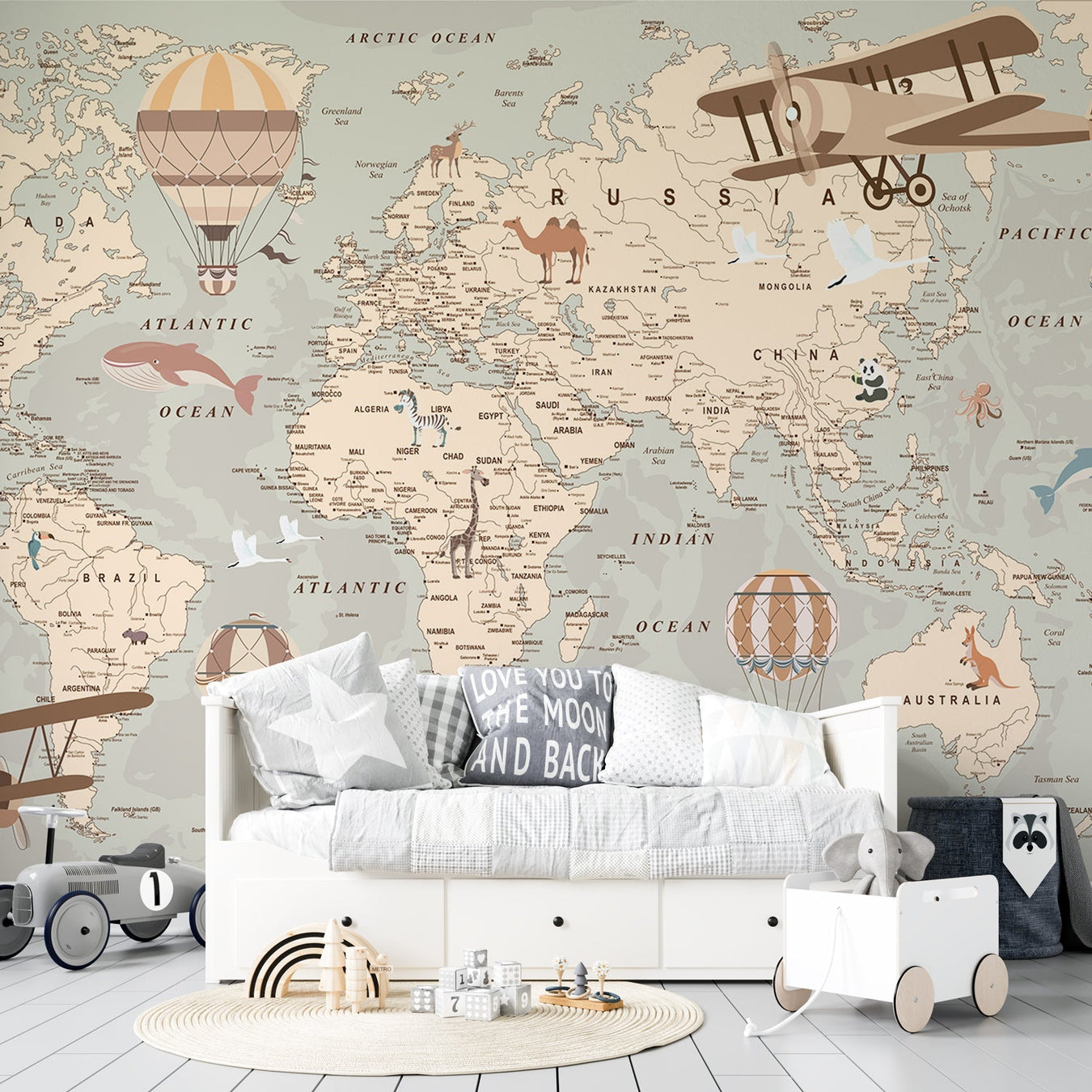 World map mural wallpaper