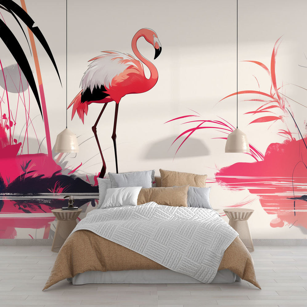 Tropical Foliage Mural Wallpaper | Large Green Leaves on White main image 0