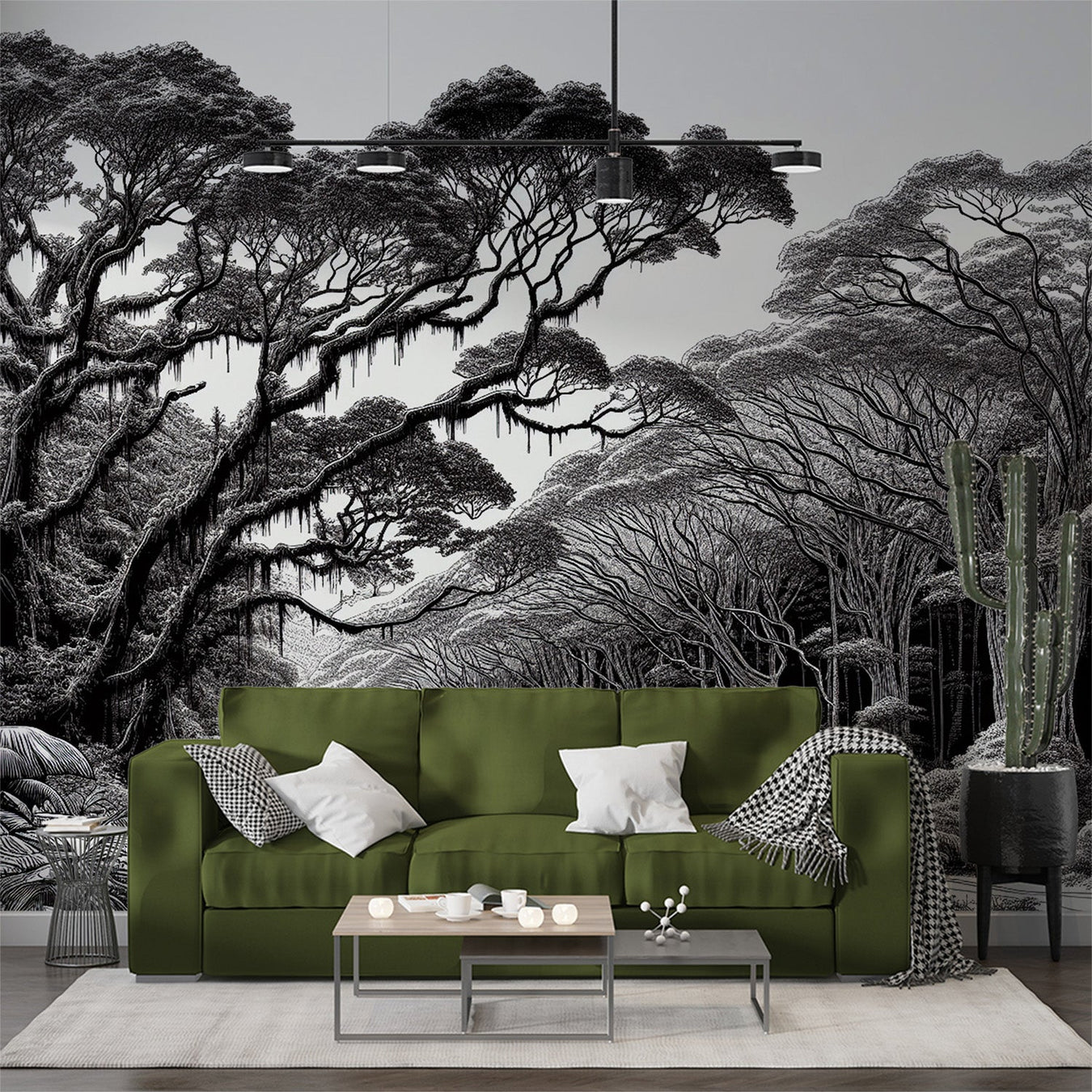 Black and White Nature Mural Wallpaper