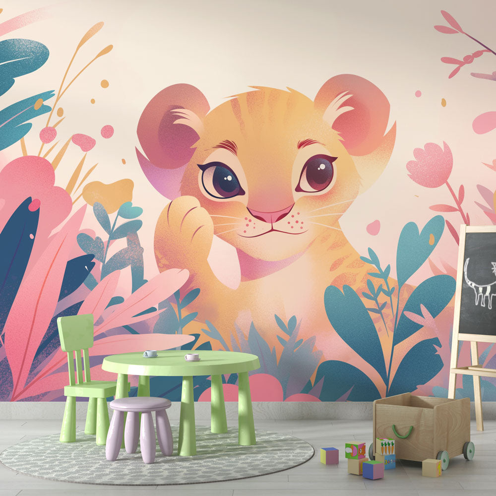 Lion cub mural wallpaper