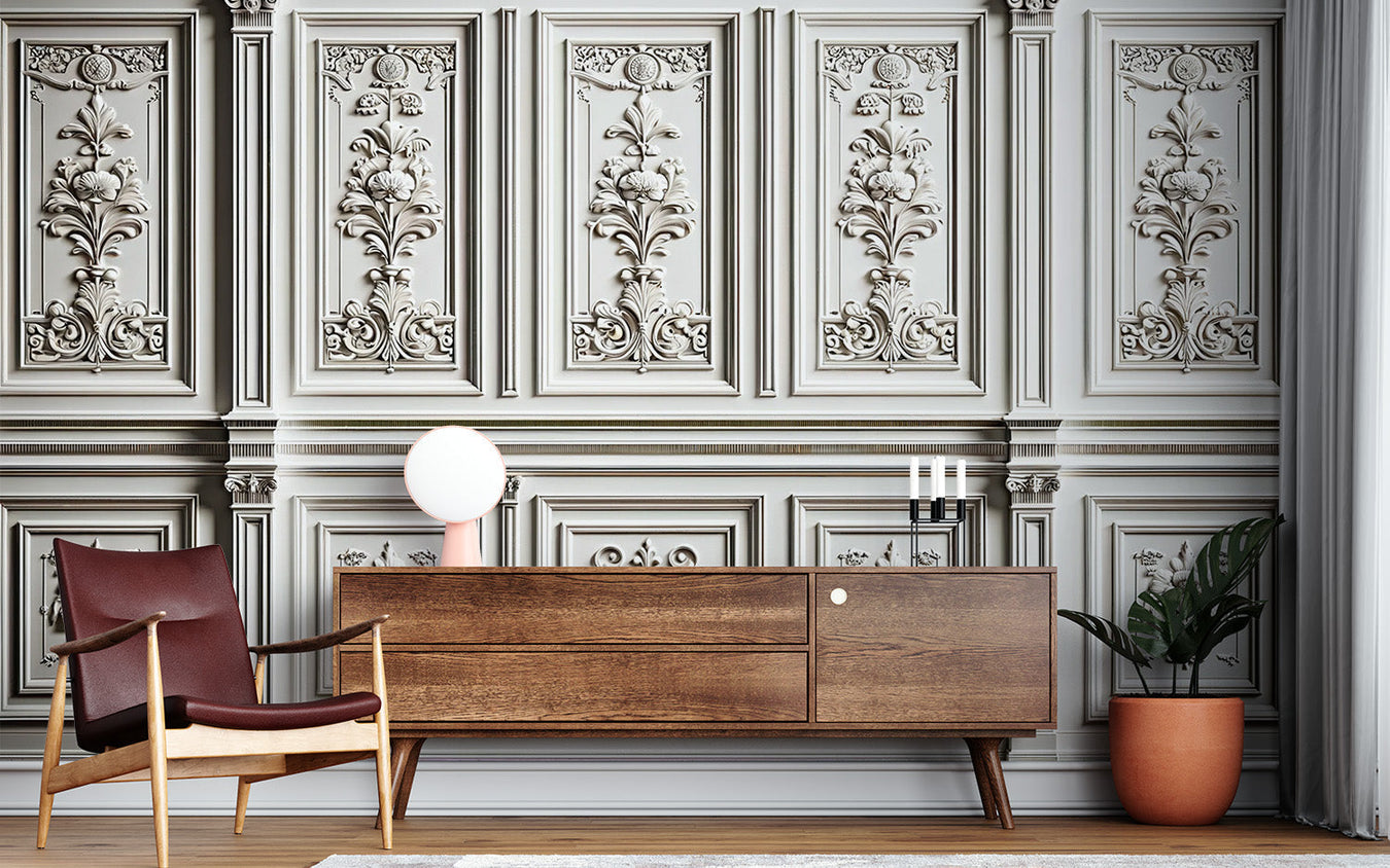 Wood paneling imitation mural wallpaper