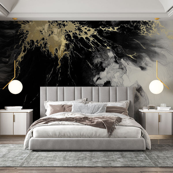 White and Gold Mural Wallpaper