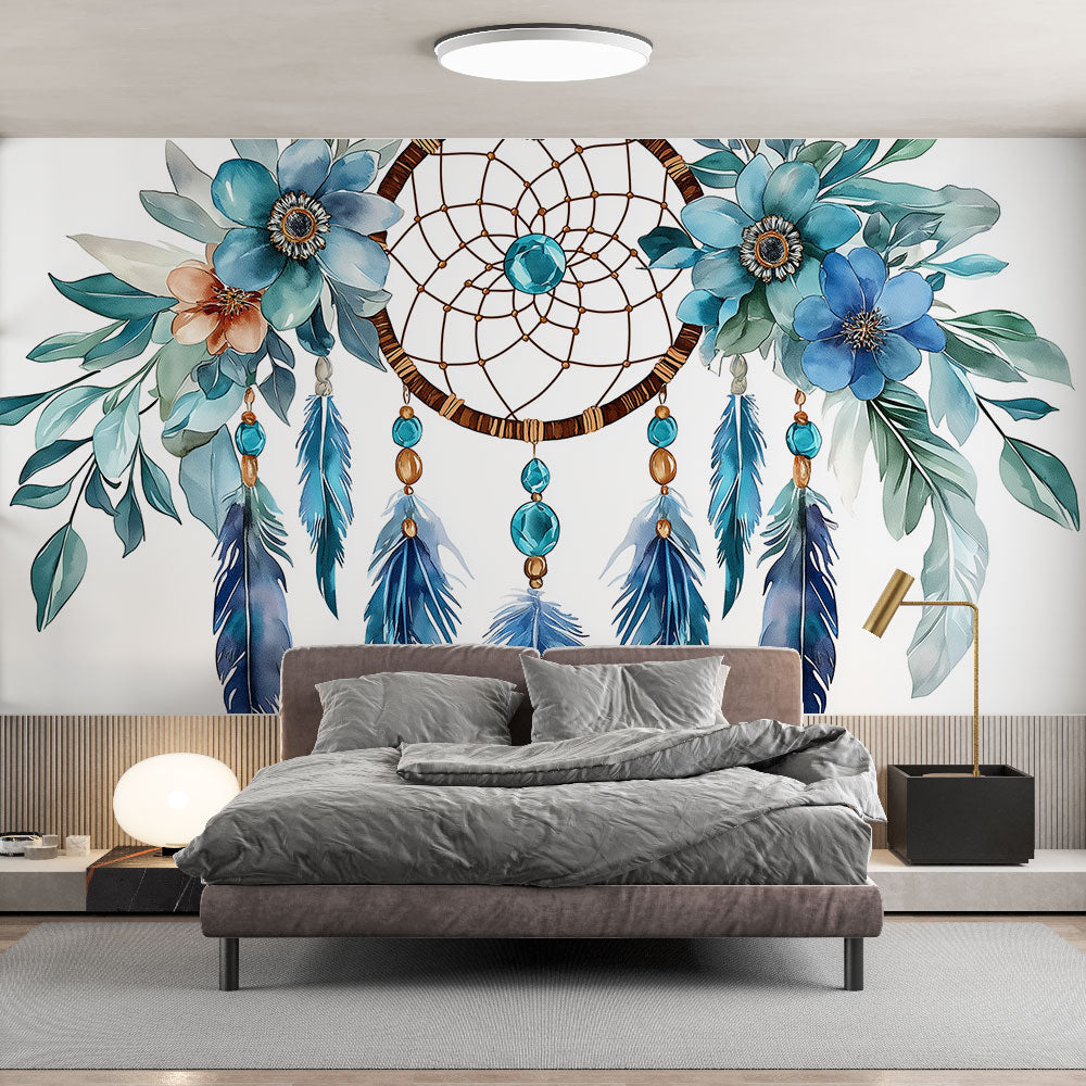 Blue watercolor mural wallpaper