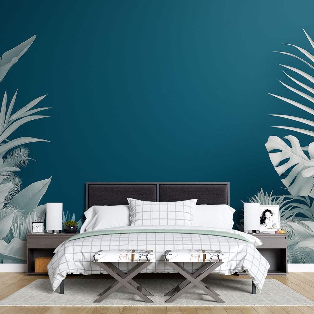 Teal mural wallpaper