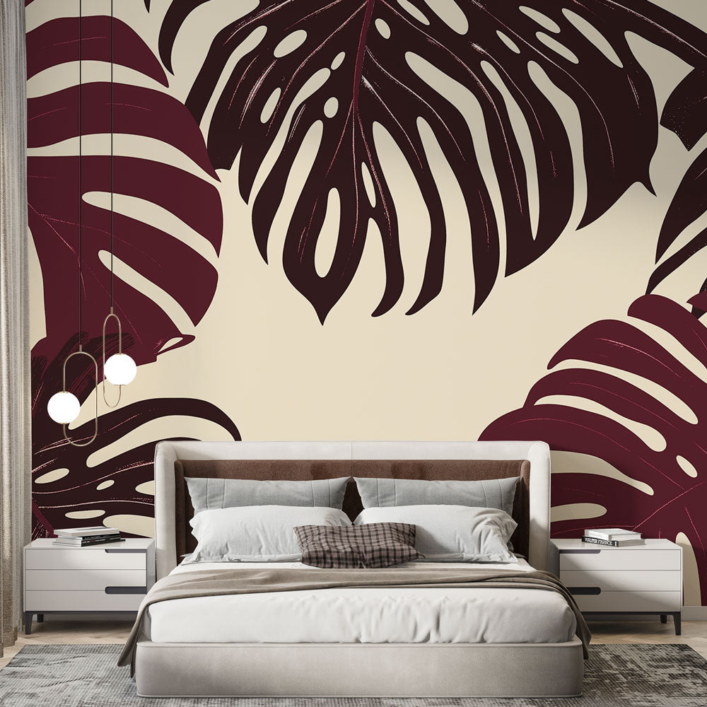 Burgundy mural wallpaper