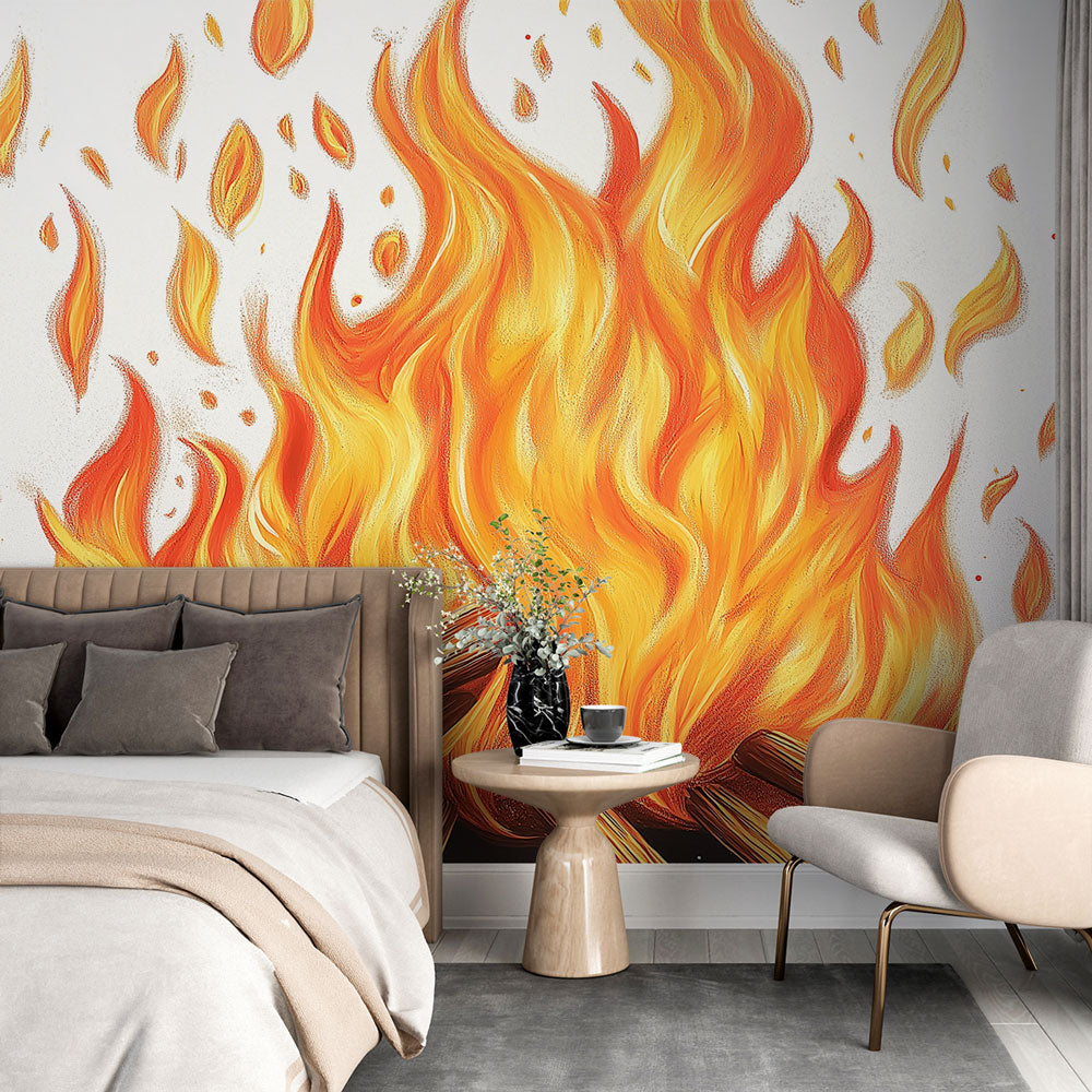 Fire and flame mural wallpaper