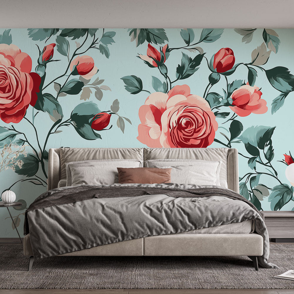 Pastel Floral Mural Wallpaper