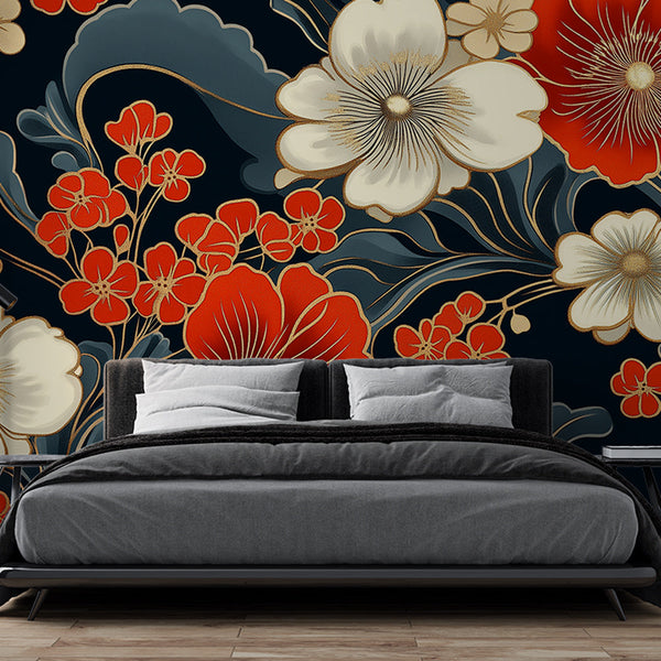 Japanese Flower Mural Wallpaper