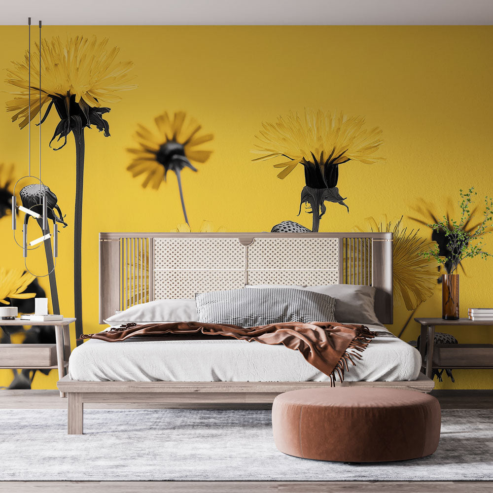 Yellow mural wallpaper