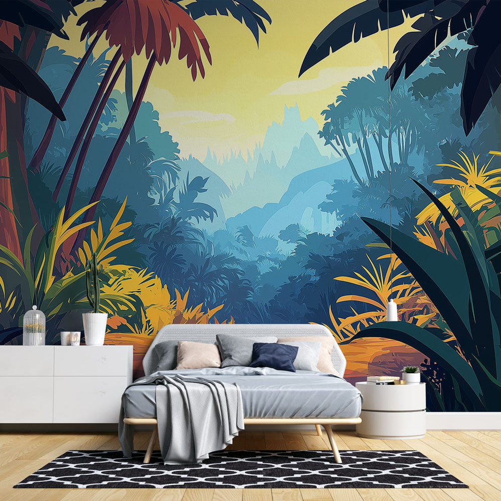 Marine Animals Mural Wallpaper | Dreamy Whales in Night Sky main image 0