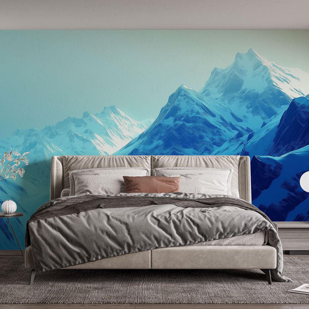 Snowy mountain mural wallpaper