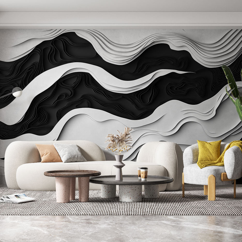 Black and White Mural Wallpaper