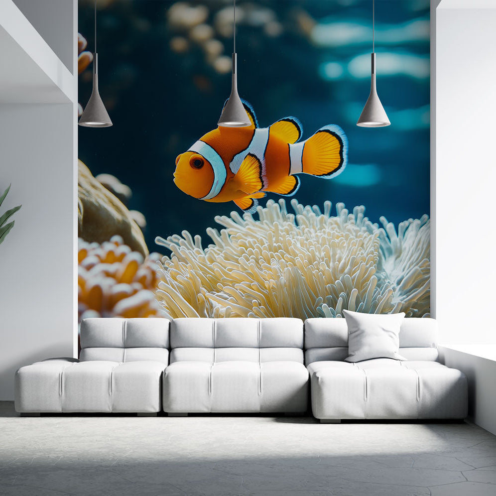 Tropical Foliage Mural Wallpaper | Large Green Leaves on White main image 1