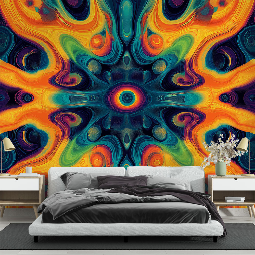 Psychedelic mural wallpaper