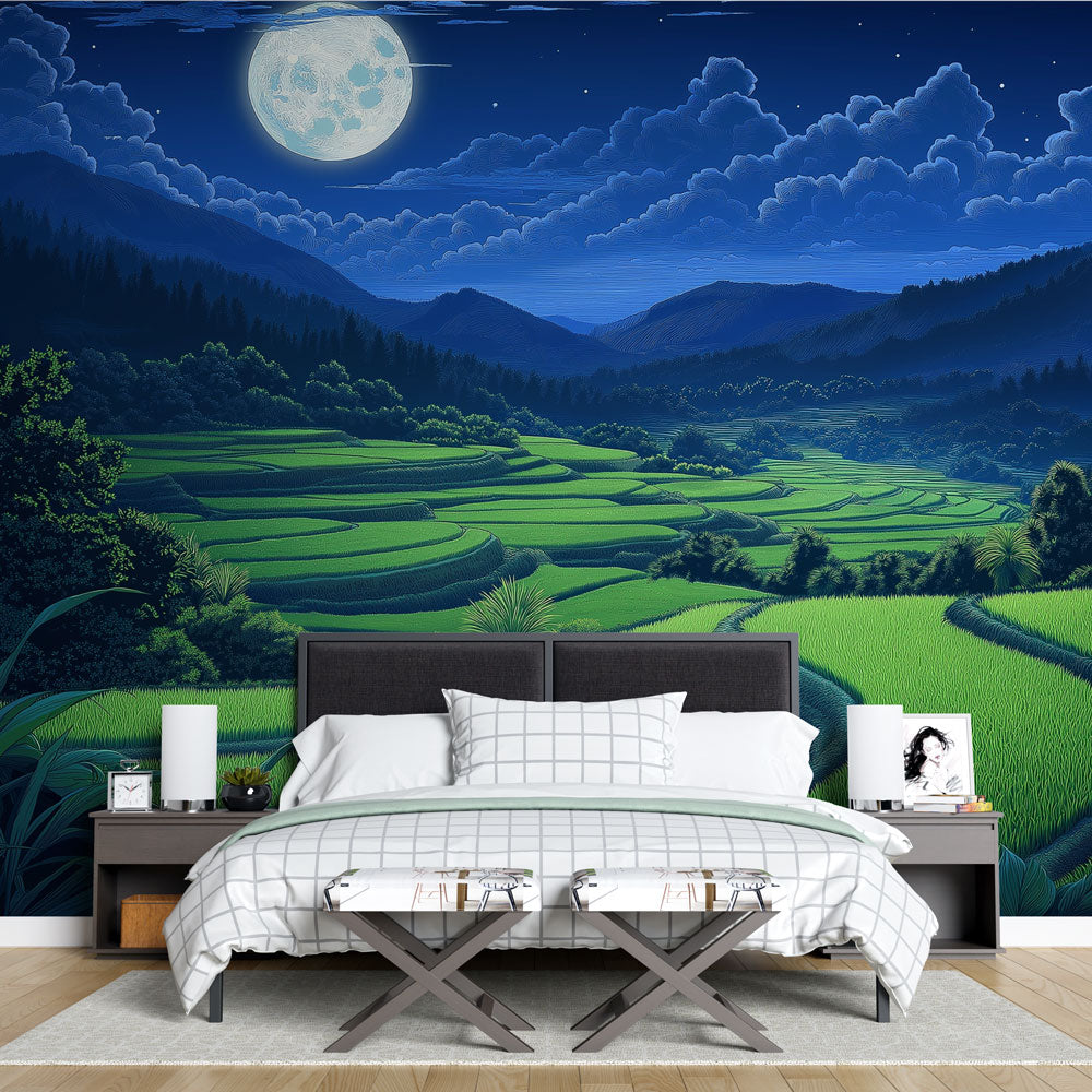 Rice paddy mural wallpaper