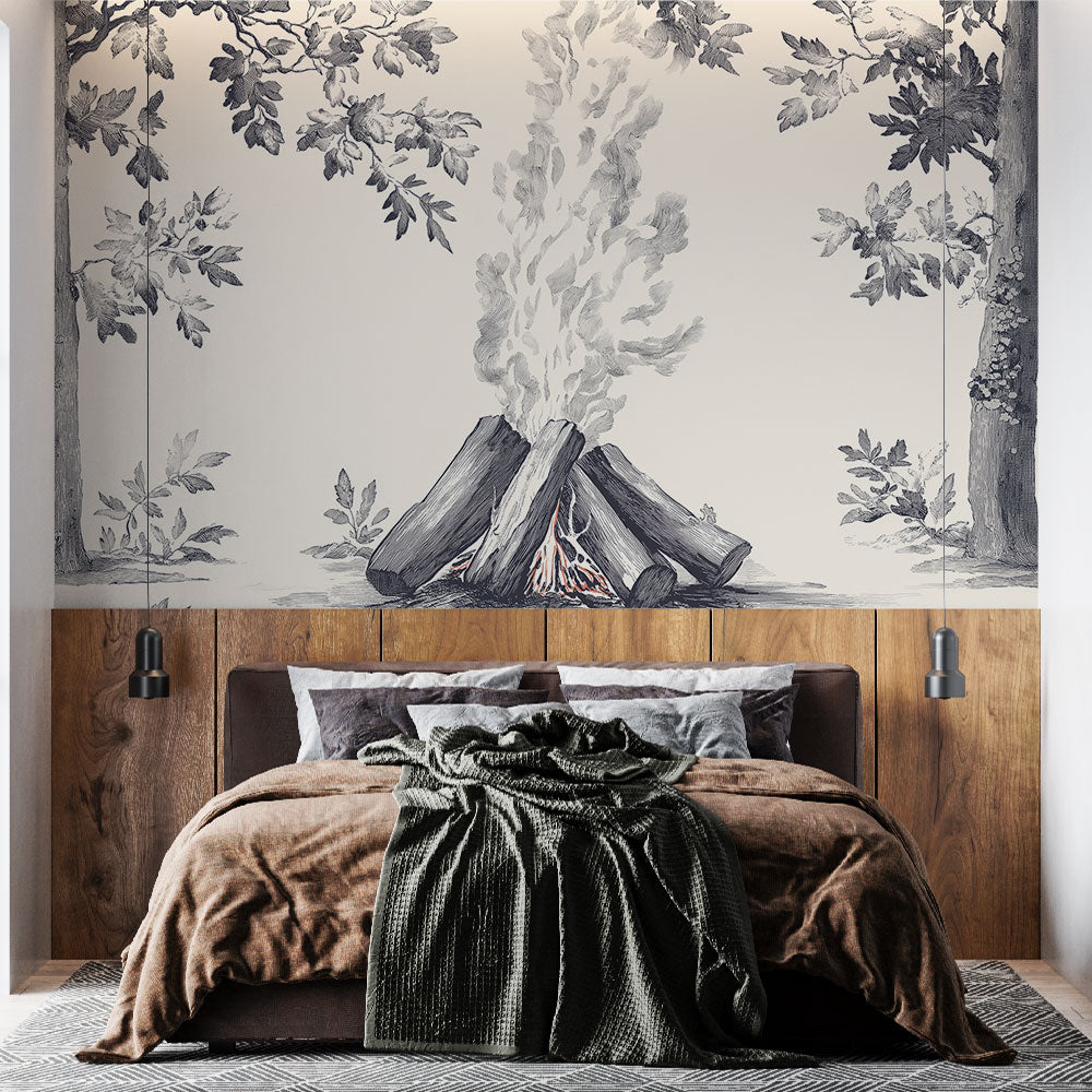 Fireplace Mural Wallpaper