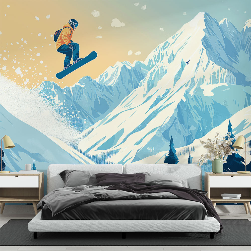 Snowboard mural wallpaper