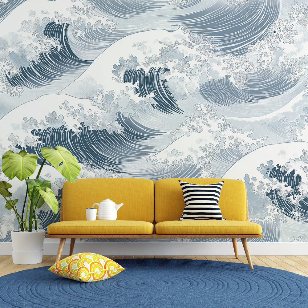 Wave mural wallpaper