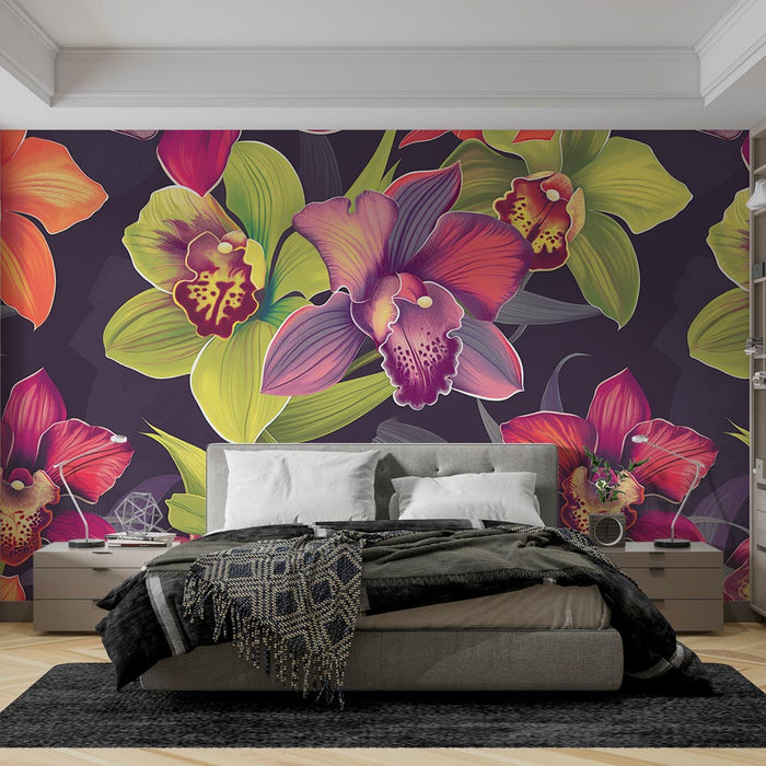 Fototapet orchid flowers | Between green and purple