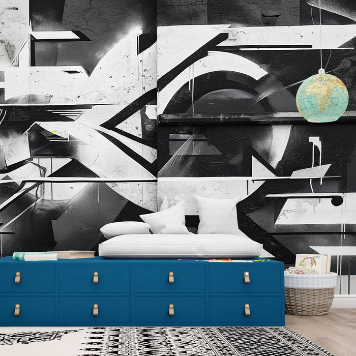 Tapetti teini-ikäisen makuuhuone | Mustavalkoinen katutaide