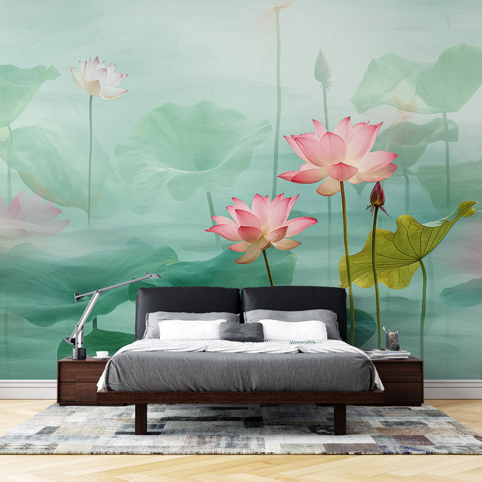 Vesi Lily Mural Wallpaper | Panoramic Drawing