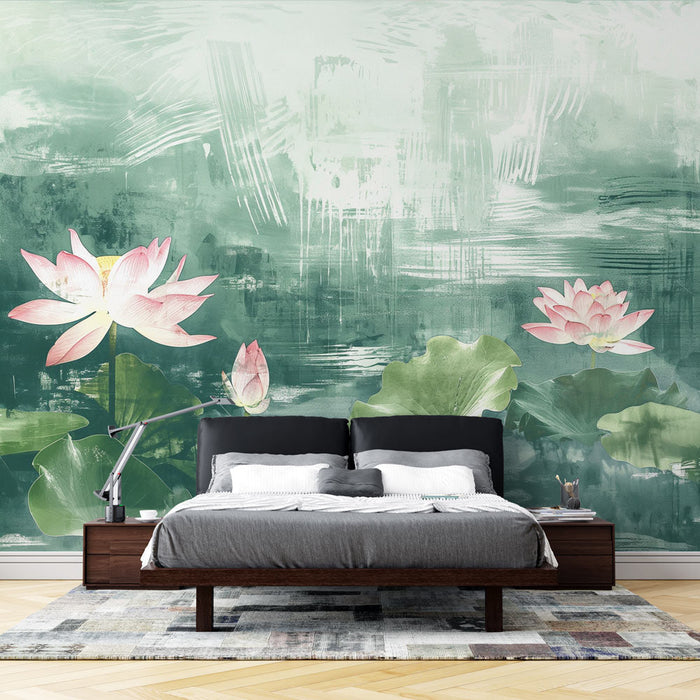 Water Lily Foto Behang | Dynamische Schilderstijl