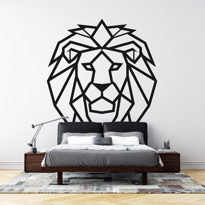 Geometric Animal Mural Wallpaper | Minimalist Lion Head