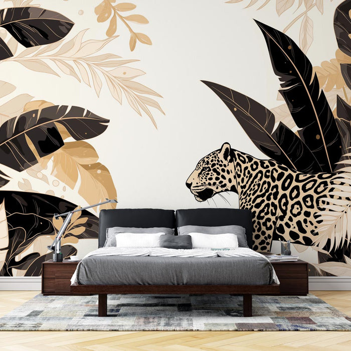 Black and Gold Mural Wallpaper | Golden Jungle and Cheetah