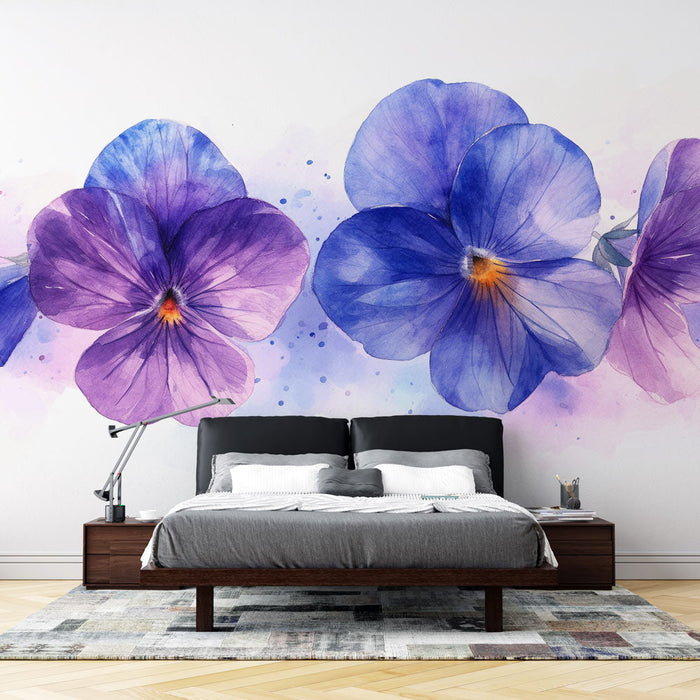 Papel de parede floral | Violetas gigantes na pintura