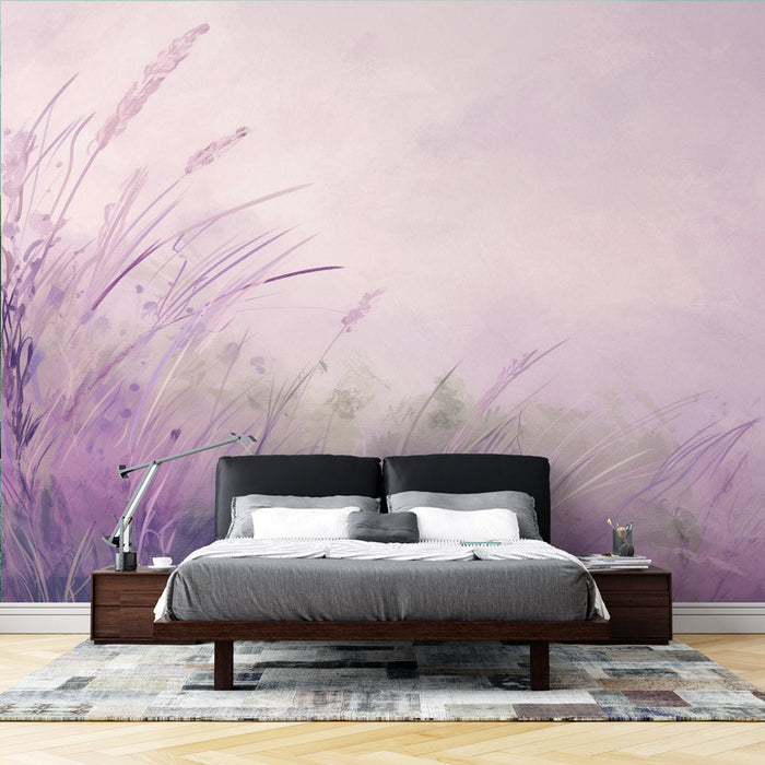 Meadow Mural Wallpaper | Flowers and Grasses Swaying in the Wind