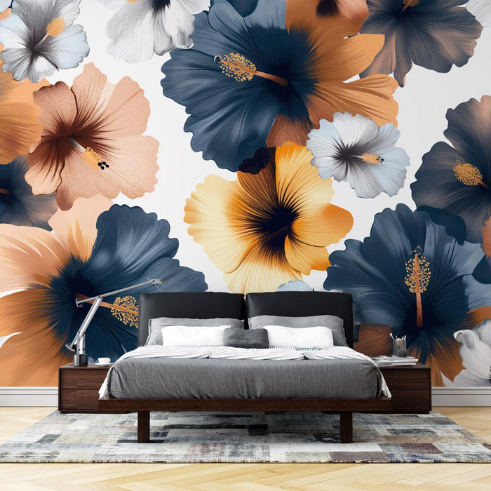 Tapete cvetovi hibiskusa | Odtenki bakra in kraljevsko modre