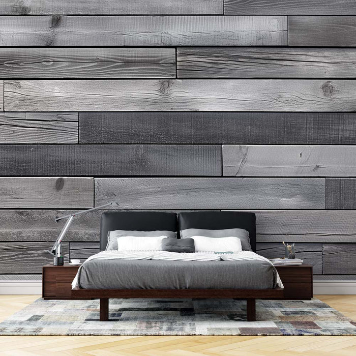 Wood Effect Mural Wallpaper | Aged Horizontal Grey