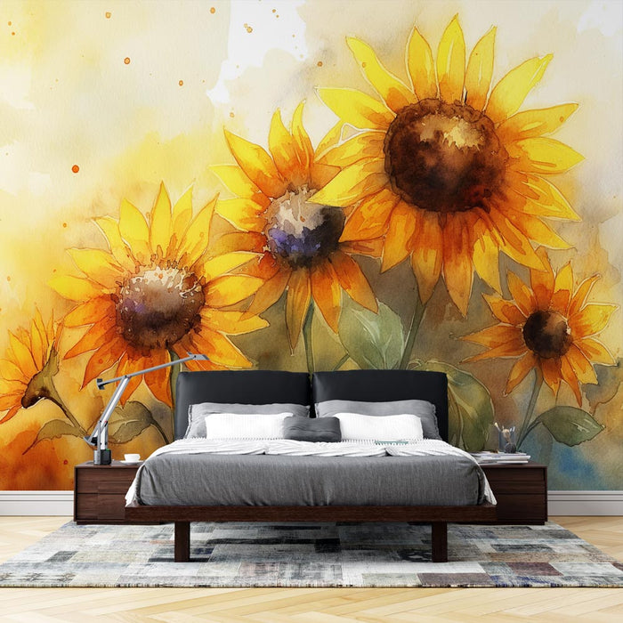 Papel pintado | Girasoles en pintura