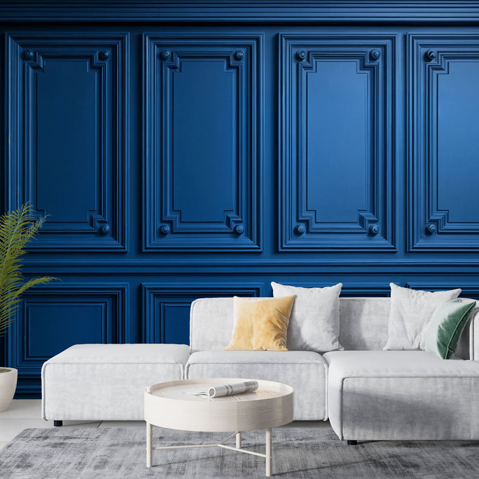 Carta da parati con cornice blu | Eleganza classica