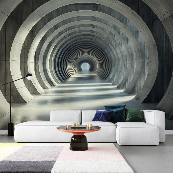 Trompe l'oeil Mural Wallpaper | Curved Hallway