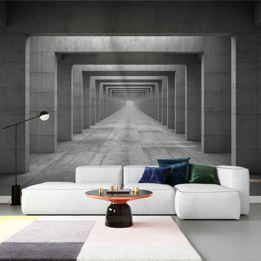 Tunnel Geometrico Bianco Beige TESSUTO CARTA DA PARATI FOTOGRAFICA 3D SOGGIORNO CARTA DA PARATI - Foto 12