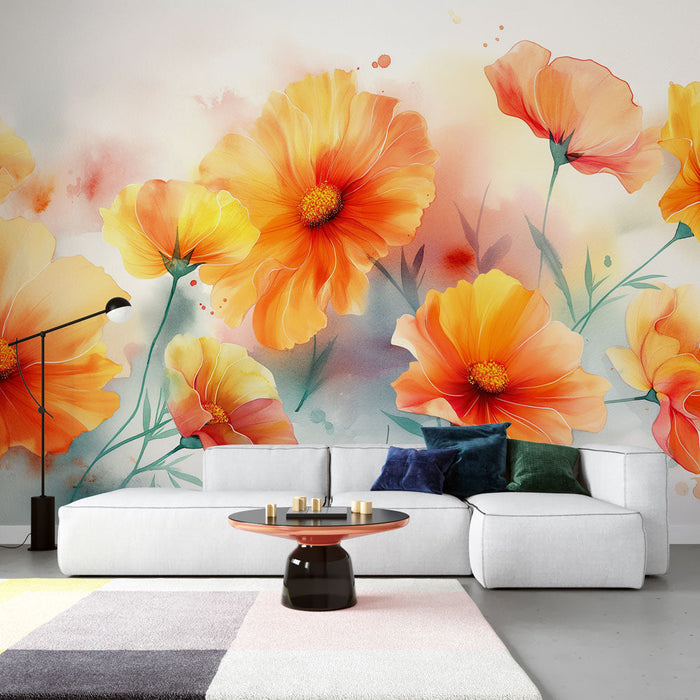 Papel de parede floral | Marigold na pintura