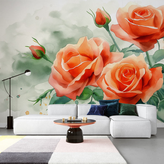 Floral Wallpaper | Blooming Roses and Buds