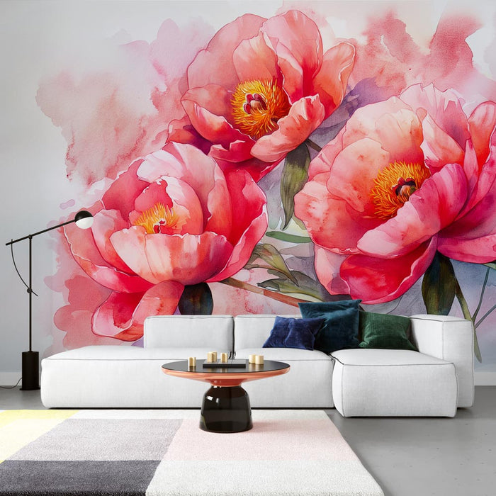 Floral Wallpaper | Pink Peonies in Painting