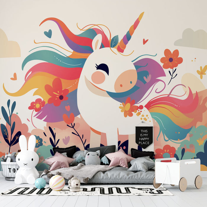 Unicorn Mural Wallpaper | Multicolored Design