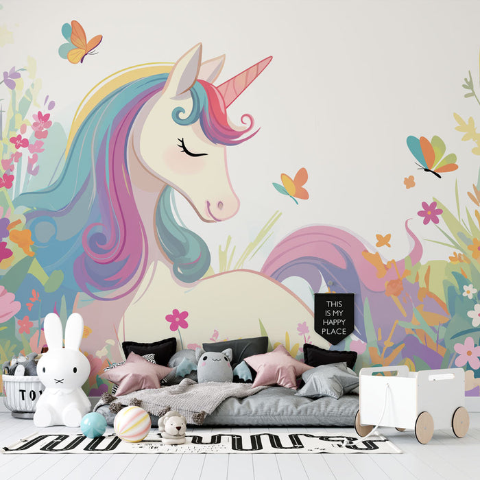 Unicorn Mural Wallpaper | Rainbow Mane