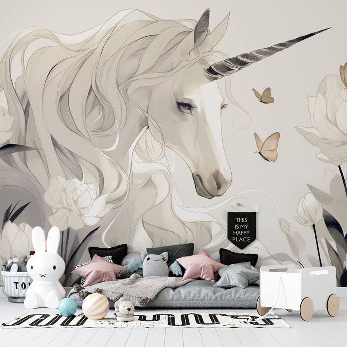 Unicorn Mural Wallpaper | Soft Colors