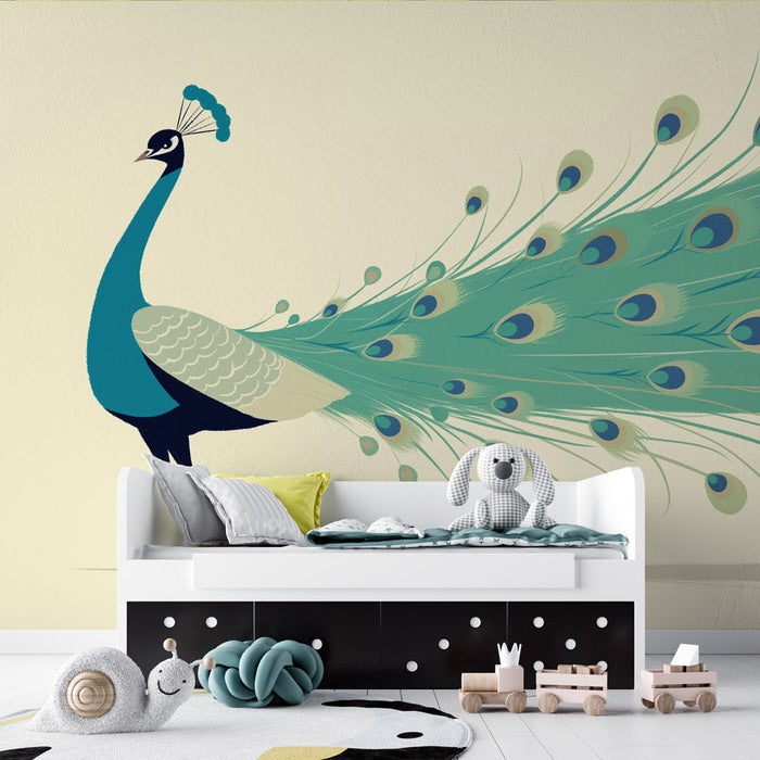 Peacock Mural Wallpaper | Out and About