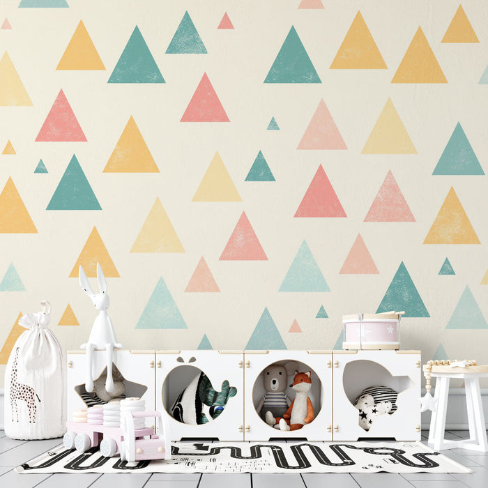 Mini Mountains Mural Wallpaper | Zachte kleuren voor slaapkamer