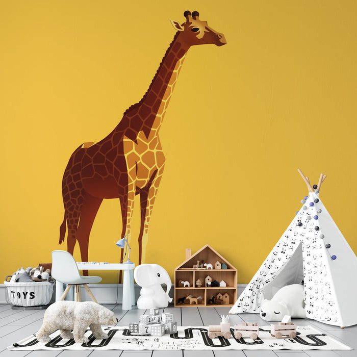 Papel de parede Majestic Giraffe | Sozinho em Fundo Amarelo