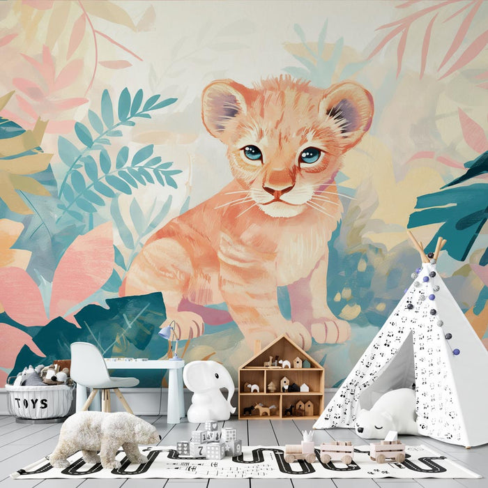 Lion Cub Wallpaper | Pastel Jungle